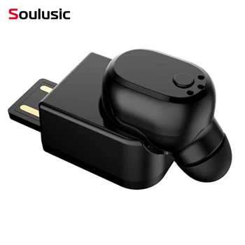 

Soulusic Mini Bluetooth Wireless Earphone Cordless Bass Headphone Handsfree Earbud Magnetic USB Charger Earpieces Build-in Mic