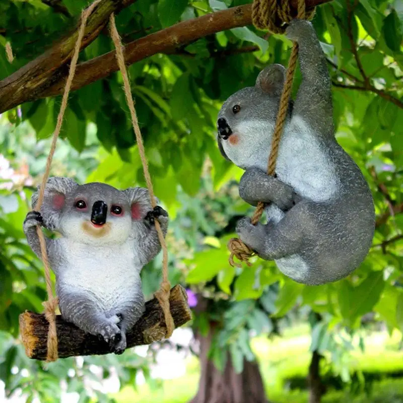 

Adeeing Cute Resin Simulation Koala Decoration Creative Animal Figurine as Yard Garden Ornament