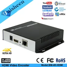 Unisheen H.264 4 K UHD IPTV кодер низкий Lantency Onvif декодер HDMI видео кодер youtube ip rtmp потоковая передача