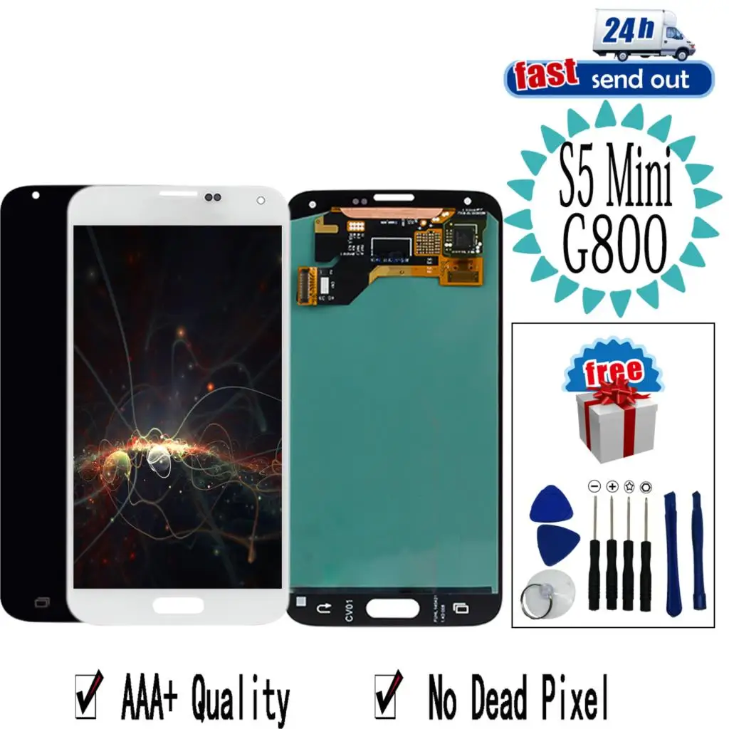 AMOLED G800F ЖК-дисплей для SAMSUNG Galaxy S5 Mini S5Mini G800 G800H сенсорный экран протестированный