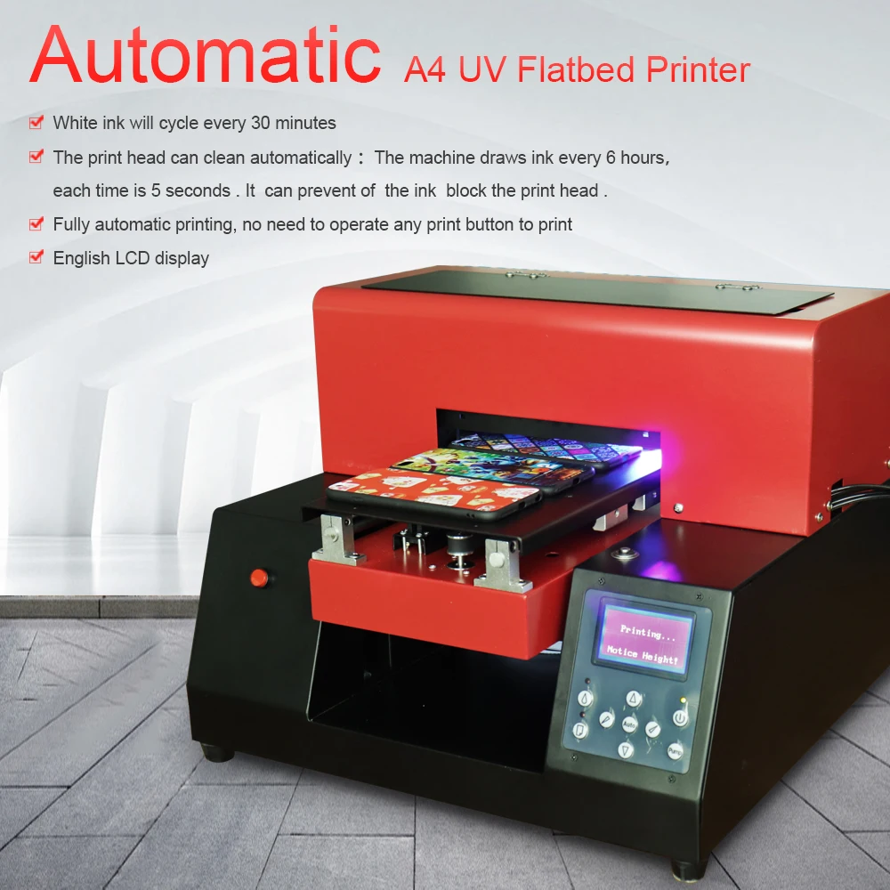UV Printer Automatic A4 6 color inkjet Flatbed Printer with emboss