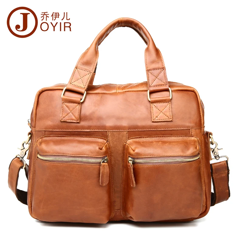 JOYIR Genuine Leather Man Bag leather Handbag Vintage Messenger Crossbody Bag Pockets Shoulder bag Travel Bag for Male B538
