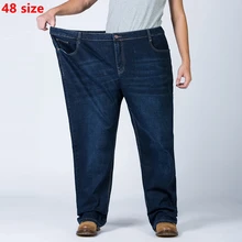 Осенние джинсы большого размера мужские свободные осенние и зимние брюки с высокой талией 48 ярдов плюс удобрение XL мужские брюки