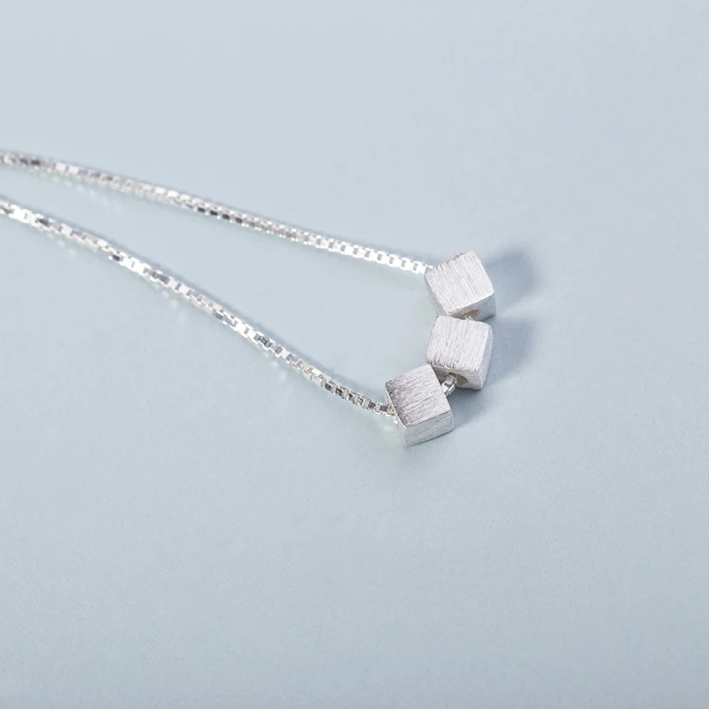 Silver Color Jewelry Simple Scrub Square Sterling Choker Necklaces &amp Pendants For Women VNS8005 | Украшения и аксессуары