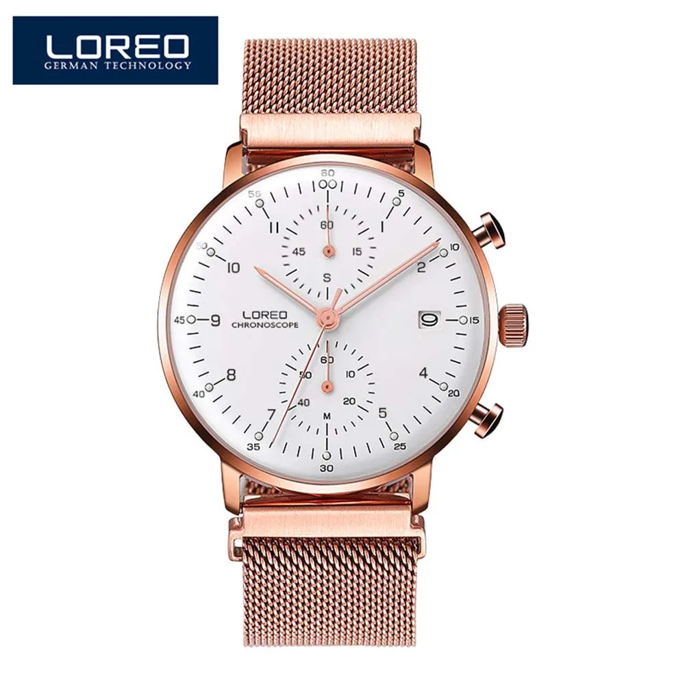 Модные черные мужские часы LOREO 2017 высококачественные ультратонкие кварцевые