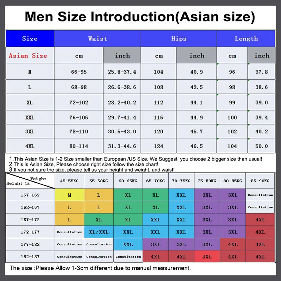 pants size by weight and height