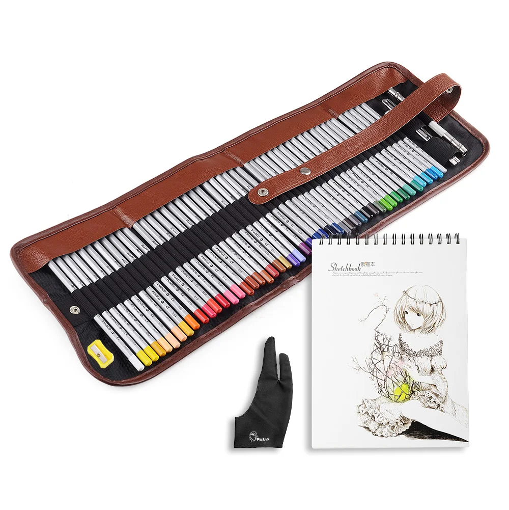 

Marco Raffine 48 Colored Pencils Non-toxic Drawing Pencils Set for Beginners + A4 Sketchbook + Anti-fouling Glove