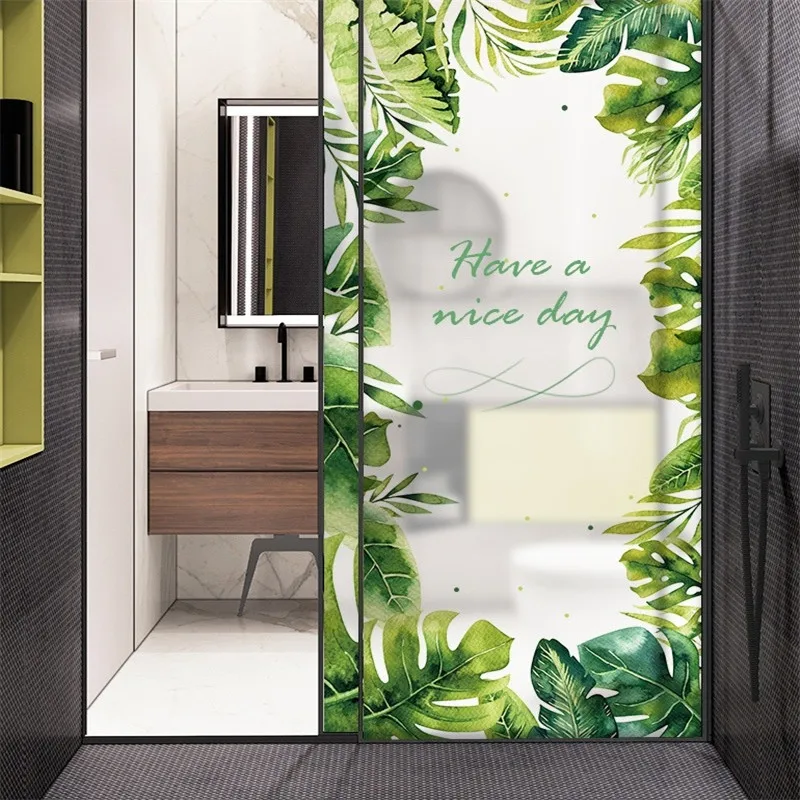 Green Bamboo Window Film Frosted Opaque Glass Sticker Privacy Bedroom Home Decor 