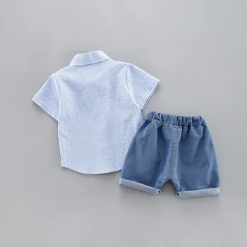 Summer Kids Toddler Boy Car Shirt Jeans 1 2 3 4 Years Clothing Set Short Sleeve Cotton Suit Children Clothing Boys Outfit 4