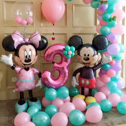 Mickey Minnie Balloons Large Giant 112cm Big Red Bowknot Standing