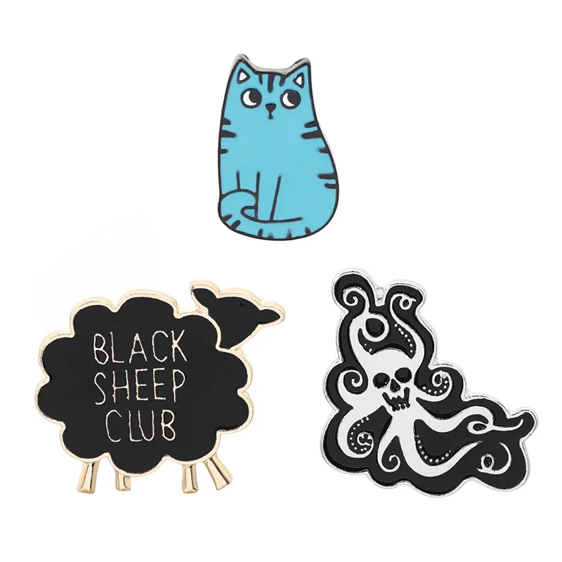 

Cartoon Cat Little Sheep Octopus Brooch for Women Cute Animal Badge Enamel Pin Hijab Pins Denim Jackets Backpack Jewelry