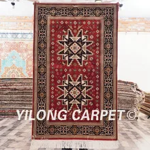 YILONG 2,5 'x4' Тебриз ковер красный vantage изысканный турецкий ручной работы геометрические шелковые ковры(HF005B2.5x4