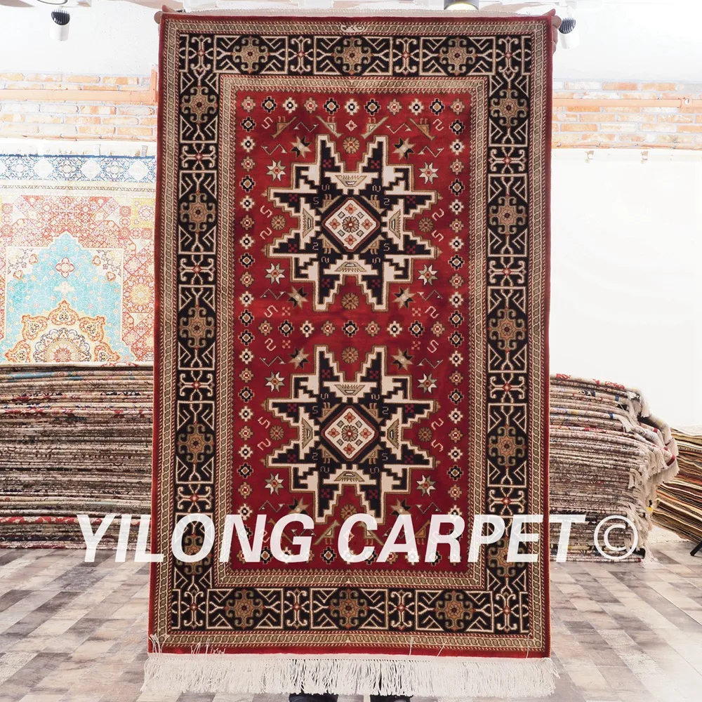 YILONG 2 5 'x 4' Тебриз ковер красный vantage изысканный турецкий ручной работы
