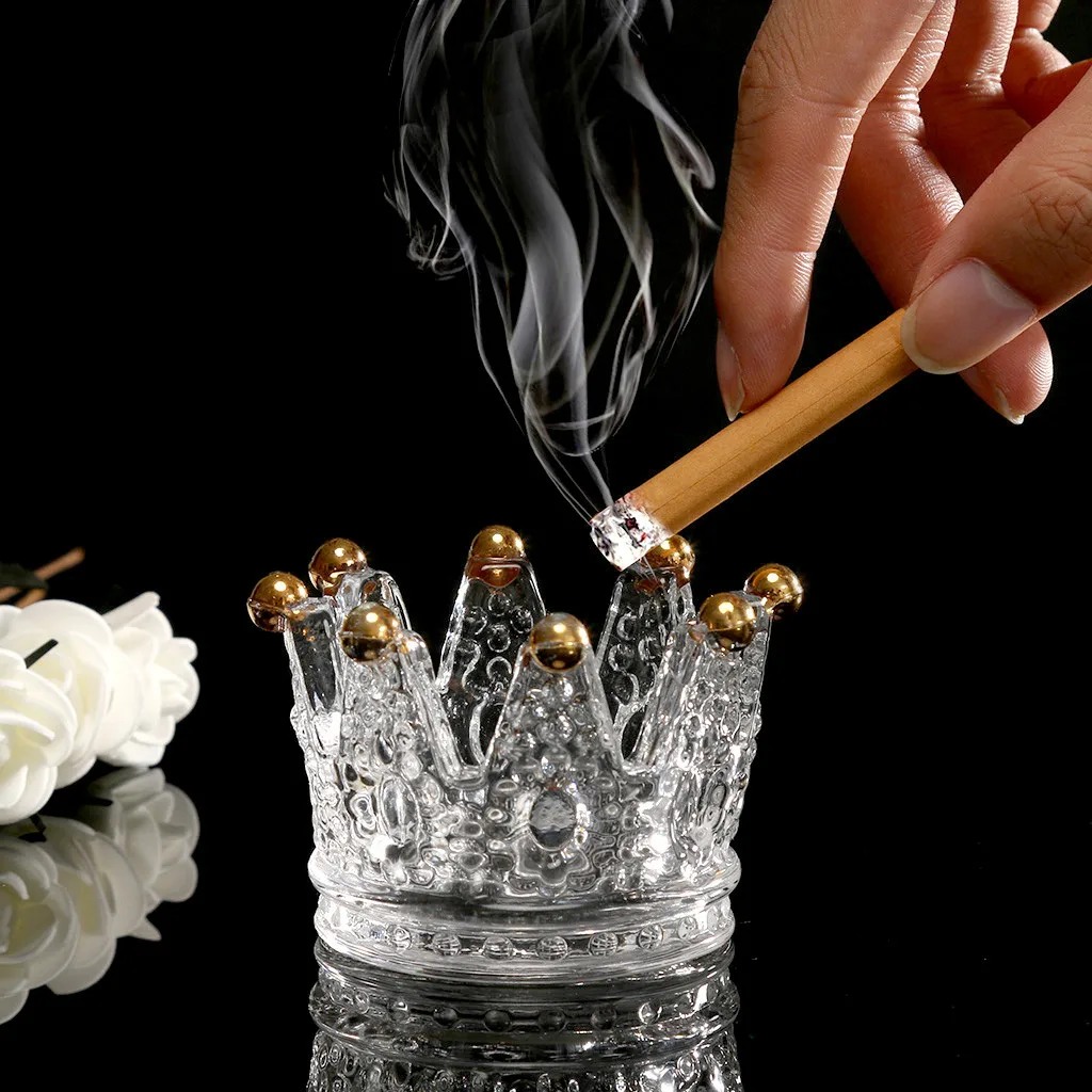 Crystal Ashtray Cigarette Crown Candlestick Tea Light Stand Candle Holder Art Nature Home Decor Candle Holders