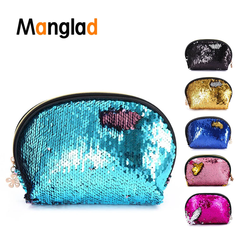 Sequins Shell Cosmetic Bag Glitter Muti-color PU Makeup Organizer Pouch Multifunction Travel Storage Case Lady Portable Handbags