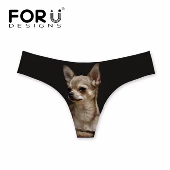 

FORUDESIGNS Funny 3D Animal Dog Chihuahua Print Women Low Rise Panties Bodybuilding Traceless Thongs Fasion Brand Girls G-string