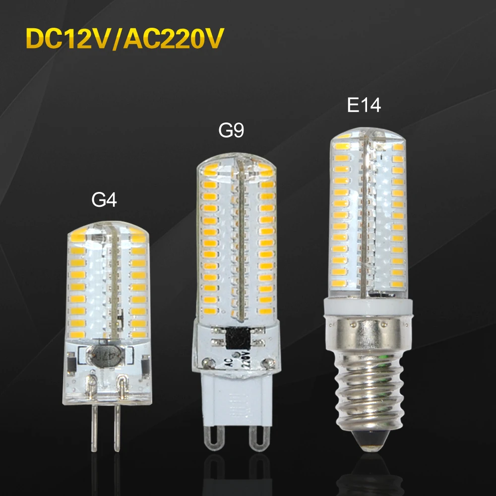 

G9 G4 3014SMD LED Lamp Replace 30w Halogen Bulb DC 12V E14 Corn light AC 220V 110V Silicone Candle Light for Crystal Chandeliers