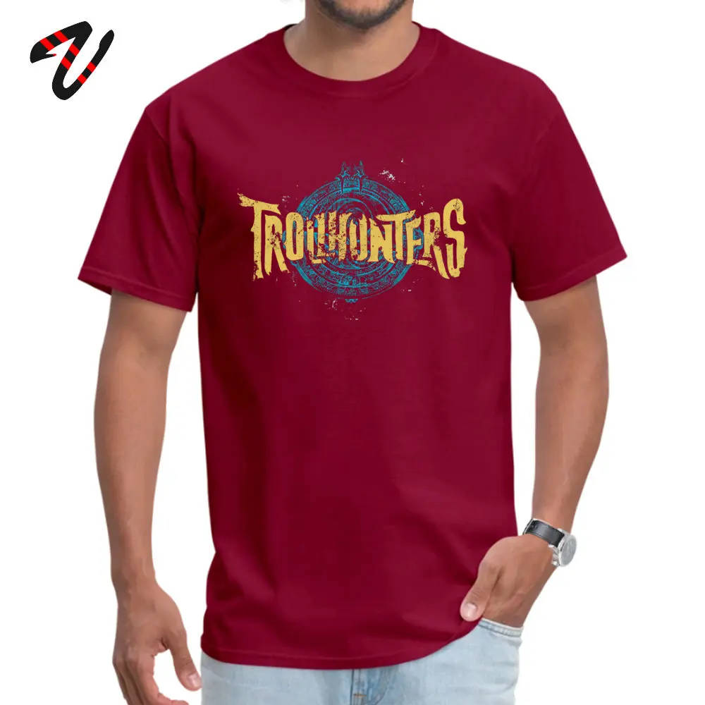 Casual Trollhunters Hip hop Short Sleeve Autumn Tops Tees Family Round Neck 100% Cotton Tops T Shirt Men's T-shirts Trollhunters -11442 maroon