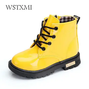

2019 New Winter Kids Boots for Girls Boys Leather Martin Boots Waterproof Shoes Children Rubber Snow Boot Brand Fashion Sneakers