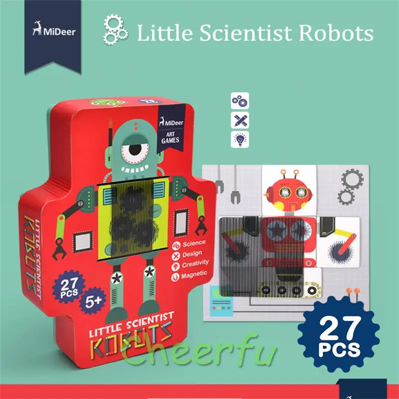 

MiDeer 27PCS Science Grating Robots Magnetic Puzzle Moving Jigsaw Puzzle Educational STEM Toys for Children Gifts Kids