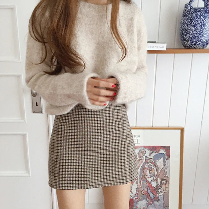 

Classic Little Plaid a Line Skirt Autumn High Waist Short Mini Skirt Cute Kawaii Jupe Courte Faldas Cortas Falda Larga