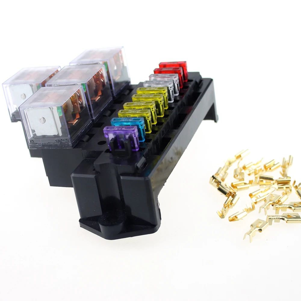 10 Way Car Fuse Box 80a 5 Pin Relay Socket Base Holder