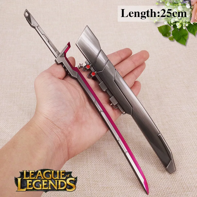 

Game League  Keychain Master Yi The Wuju Bladesman Weapon Amine Action Figures Model Key Ring Pendant Toys For Child Kids Gifts