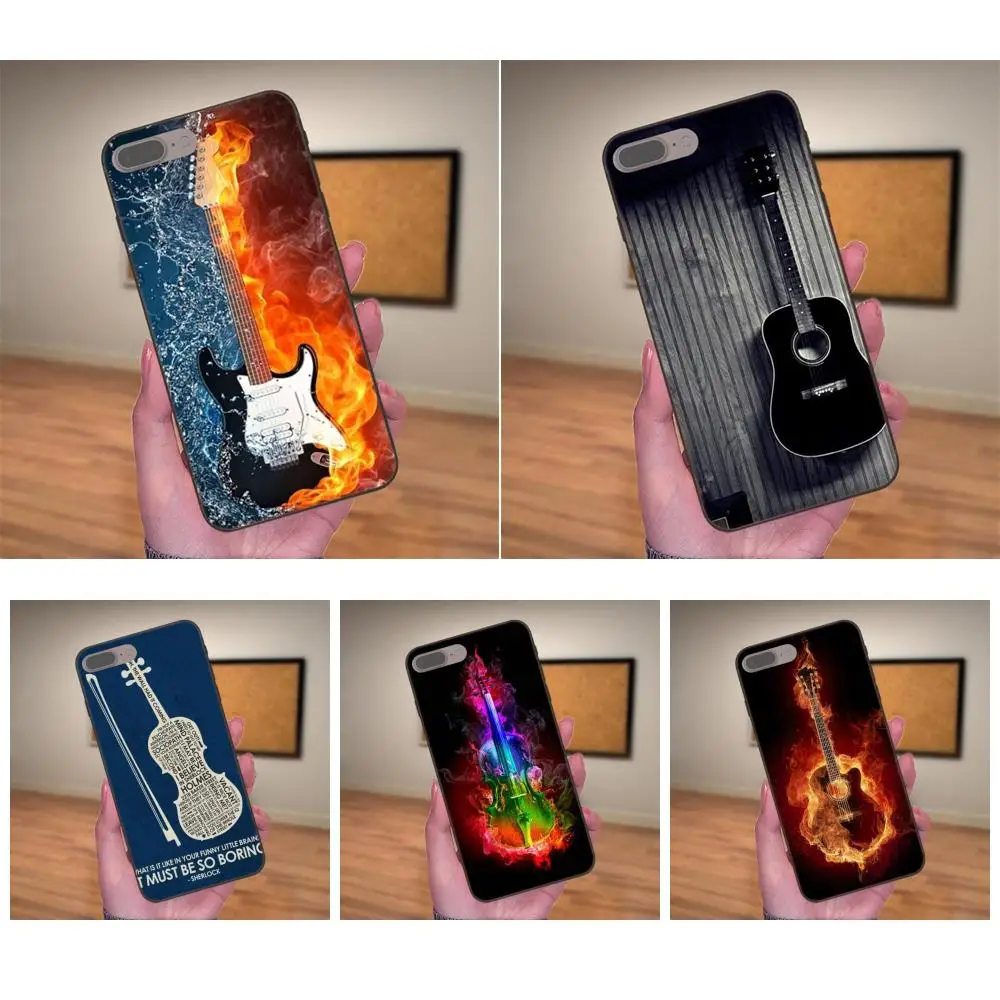 Чехол для телефона из ТПУ с принтом фортепианной гитары Apple iPhone X XS Max XR 4 4S 5 5S SE 6 6S 7 8