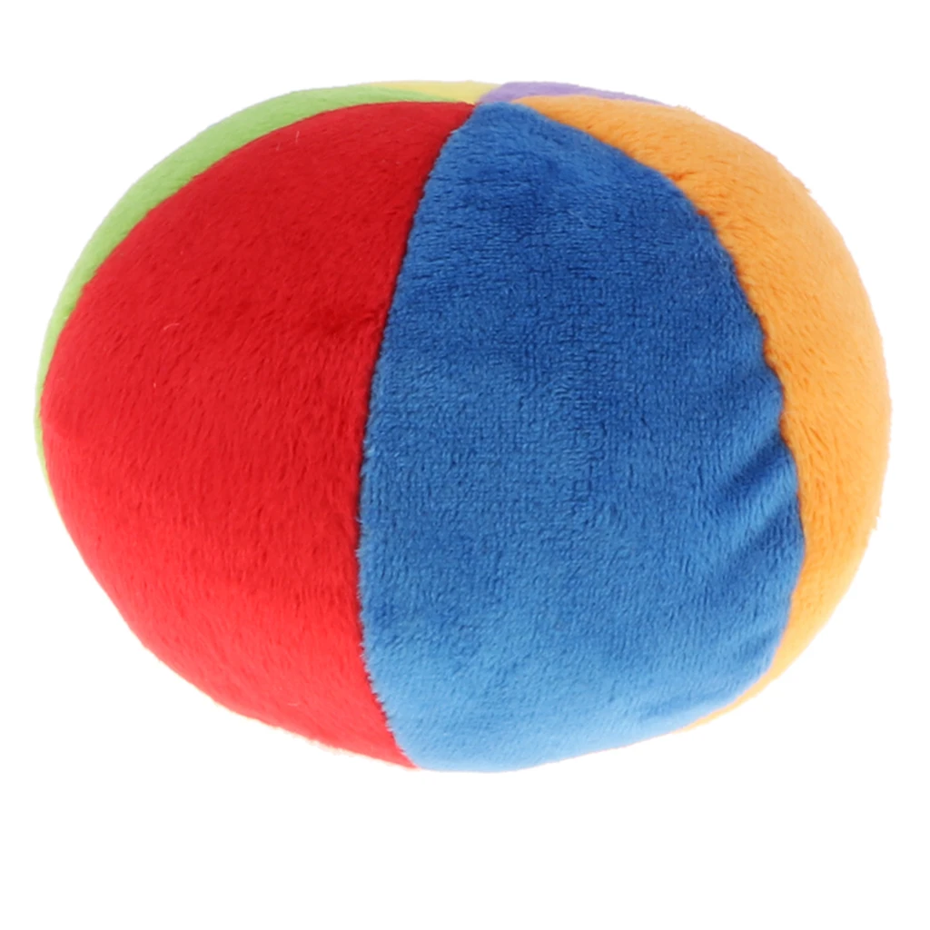 4 Inch Rainbow Soft Plush Ball Rattle Block Hand Grab And Shake Toy, Preschool Educational Toy For Kids Baby Toddler