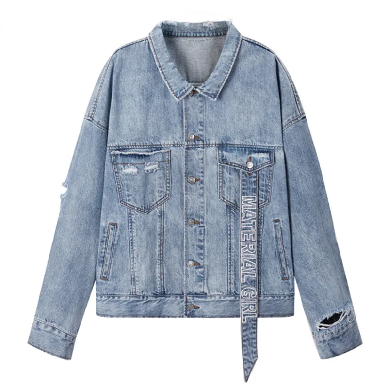 breasted Veste À Lj244 Vêtements Coupe Automne Manches Single Lâche Mode Blue Qualité Denim Longues De Supérieure Décontracté Hauts Printemps Cowboy Femmes Nouvelle FRTO5qq