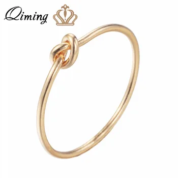 

QIMING Midi Minimalist Ring Girls Heart Knot Charm Gold Thin Tiny Jewelry Infinity Knuckle Rings for Women Bagues Anillos