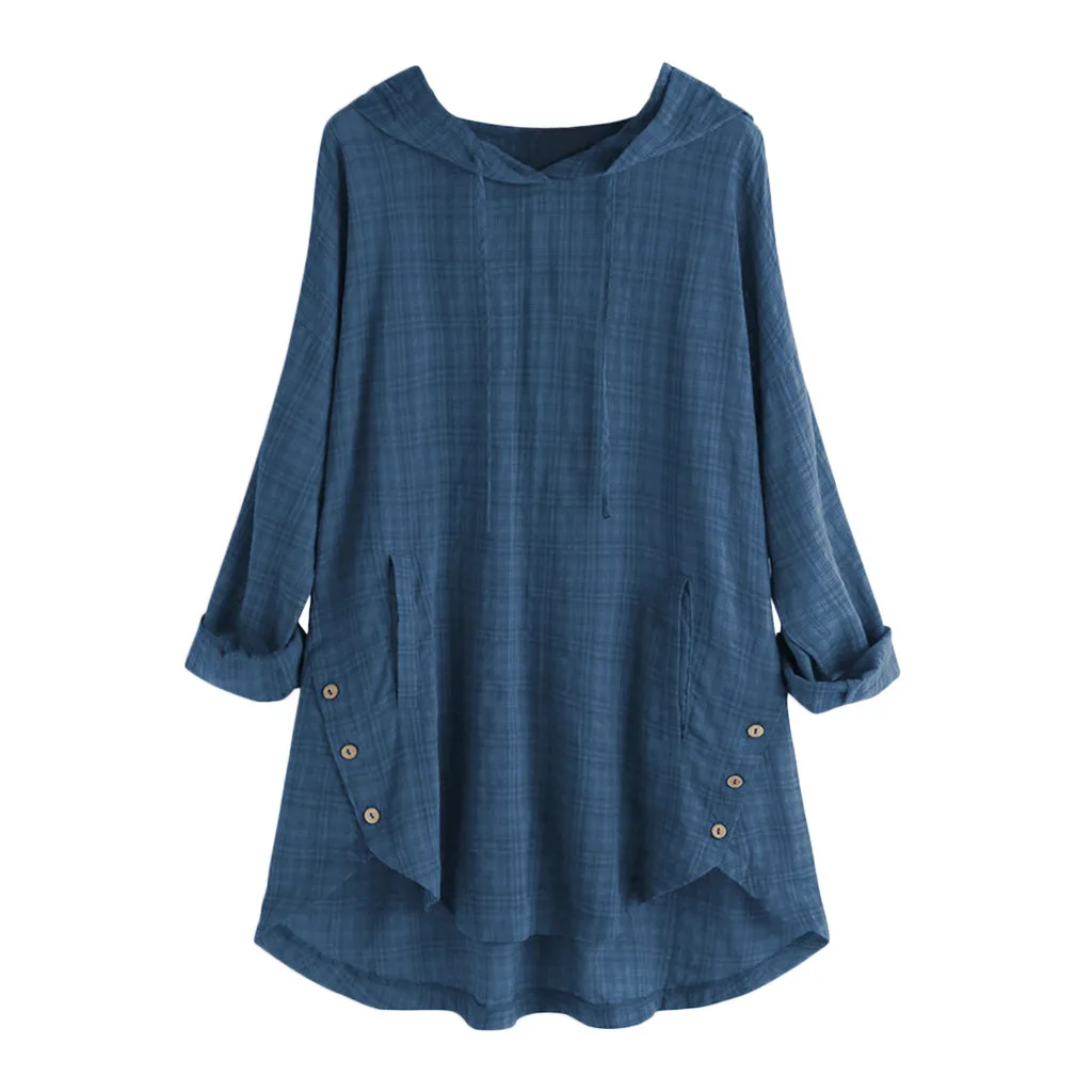 

Blouse Women Plus Size Women Long Sleeve Kaftan Baggy Button Cotton Linen Casual Tunic Blouse Chemisier Femme Womens Blouses