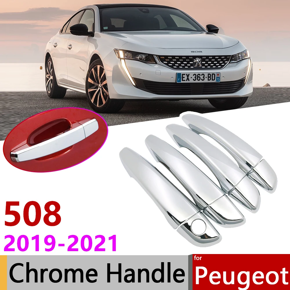 Для peugeot 508 SW 2019 ~ 2021 Роскошная хромированная внешняя дверная ручка крышка