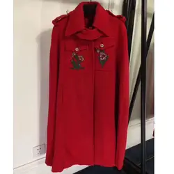 Зимнее шерстяное пальто для женщин с длинным рукавом красное винтажное модное пальто для зимы 2018 Новое Элегантное женское пальто