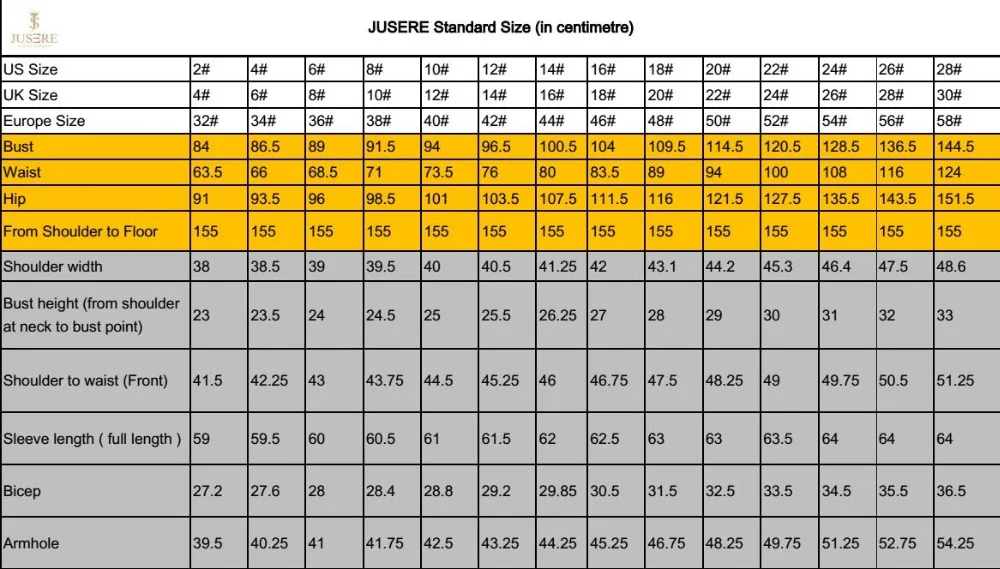 8.Size chart in cm