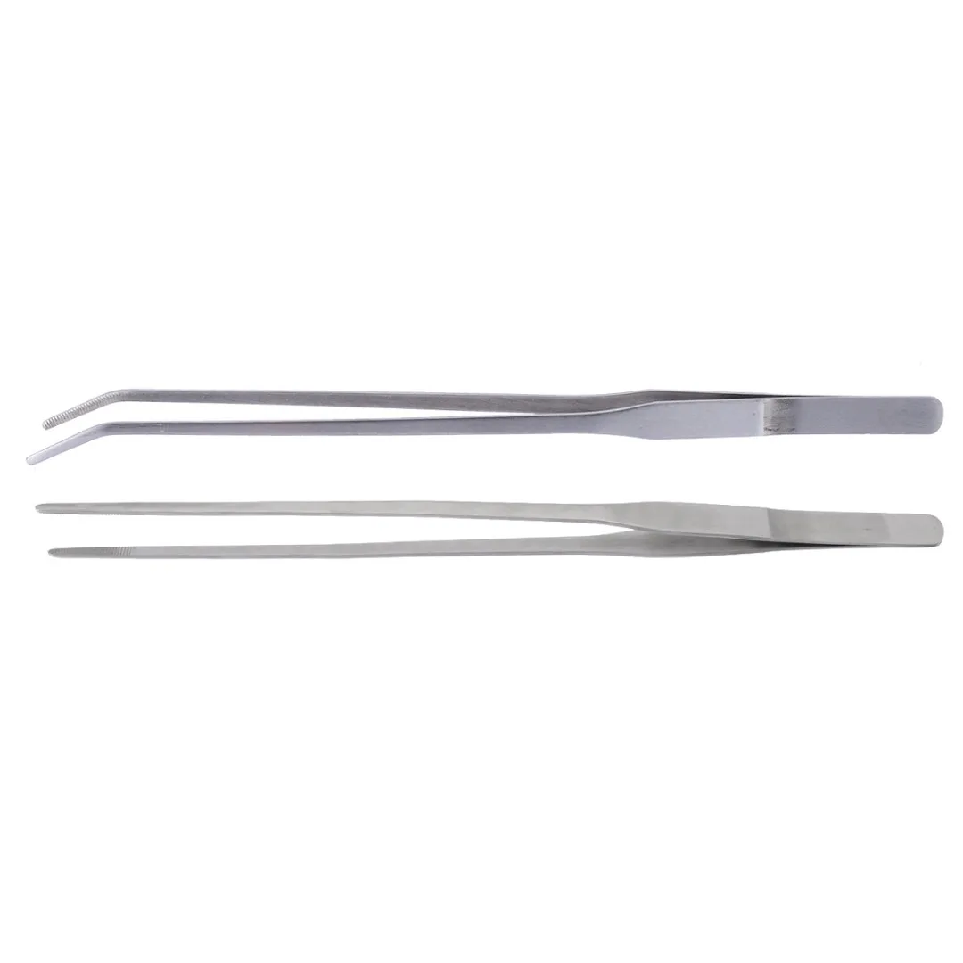 1pc Fish Tank Live Water Plant Tweezers Long Tongs Aquarium Stainless Steel Tweezer  27cm Length Elbow Stright