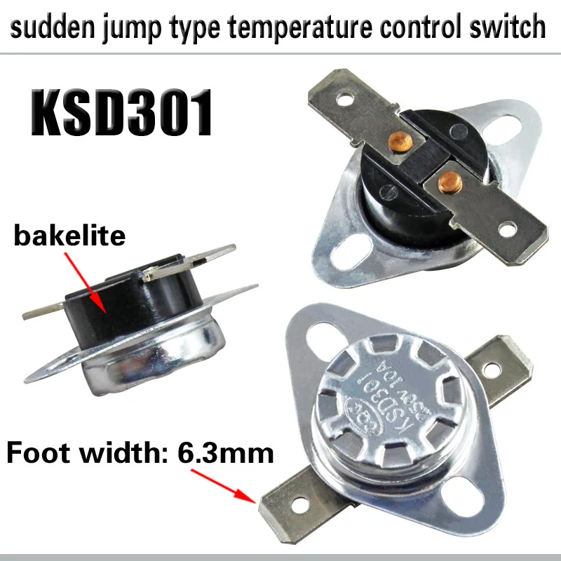 KSD301 10A 250V 50~ 150 градусов бакелит нормально закрытый Температура переключатель термостат 50 65 70 85 130 150 запчасти кондиционера