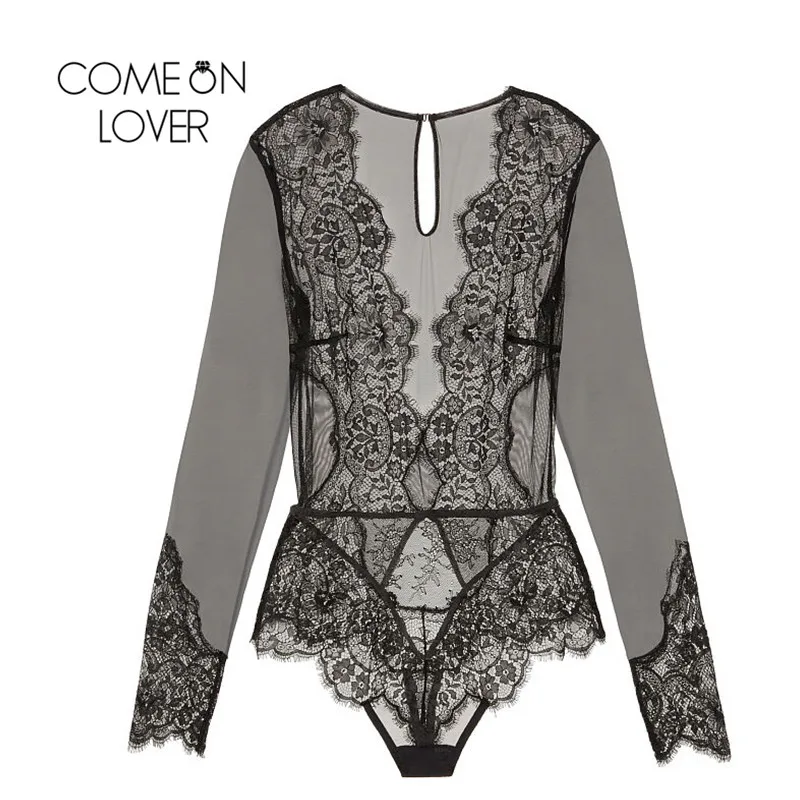 Comeonlover Lace Elegant Jumpsuit Sexy Bodysuit Playsuit V Neck Long Sleeve Women Bodysuit Plus Size Bodysuit Sexy RI80400 Comeonlover Lace Elegant Jumpsuit Sexy Bodysuit Playsuit V Neck Long Sleeve Women Bodysuit Plus Size Bodysuit Sexy RI80400