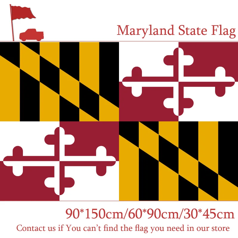 

60x90cm 150x90cm Maryland State Flag 3x5ft Banners With Brass Metal Holes For Decoration Office 30*45cm Car Flag