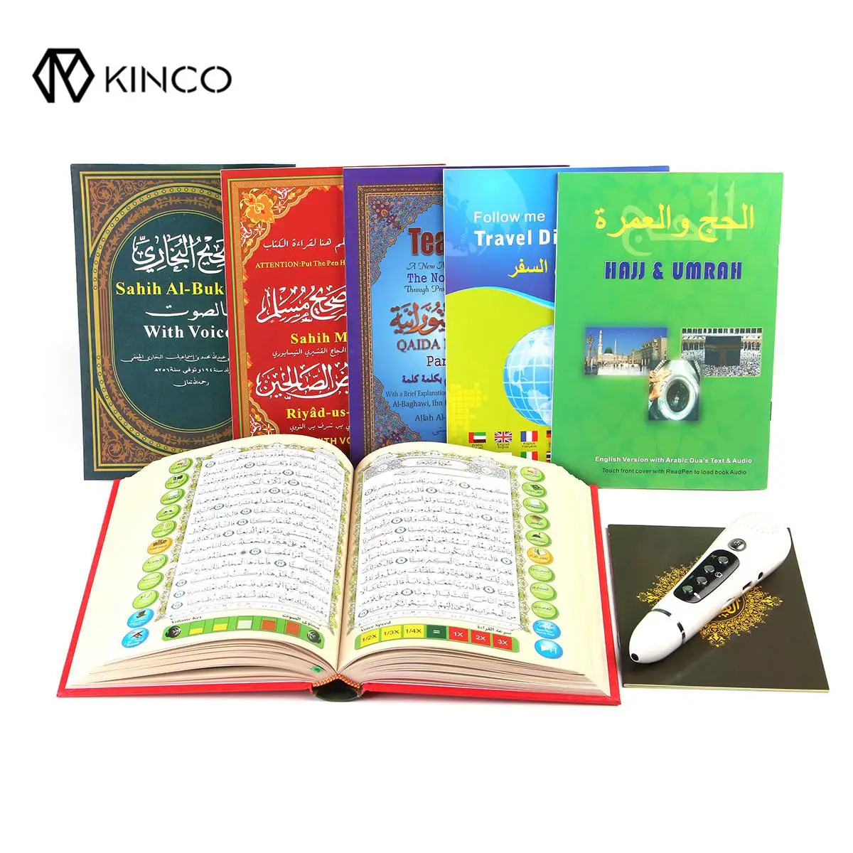 

KINCO 4/8GB Digital Quran Reader Pens Talking Pen Recite FM MP3 TF Card With 6 Books Digital Quran Pen Reader 23 Languages
