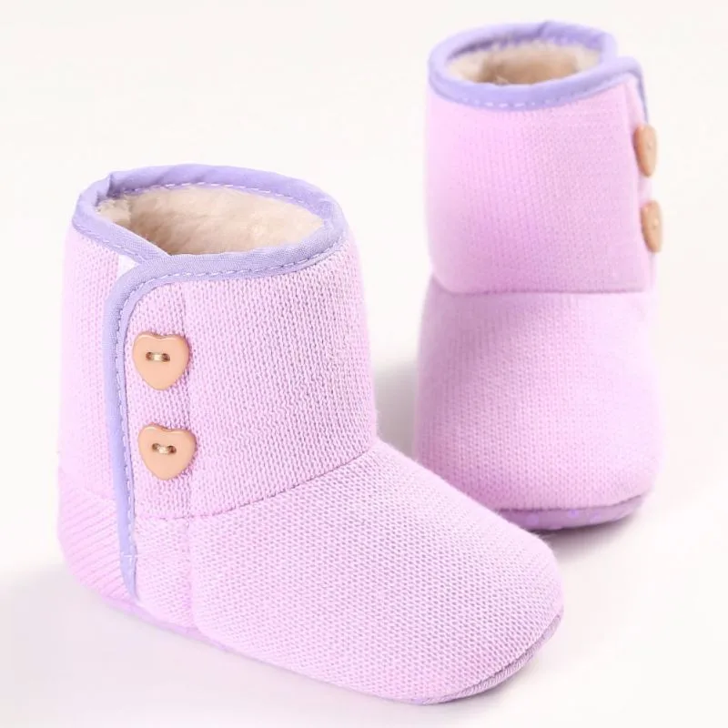 Детская обувь зимняя теплая новорожденная девочка Prewalker теплые сапоги для маленькой принцессы зимние вязаные ботиночки QF
