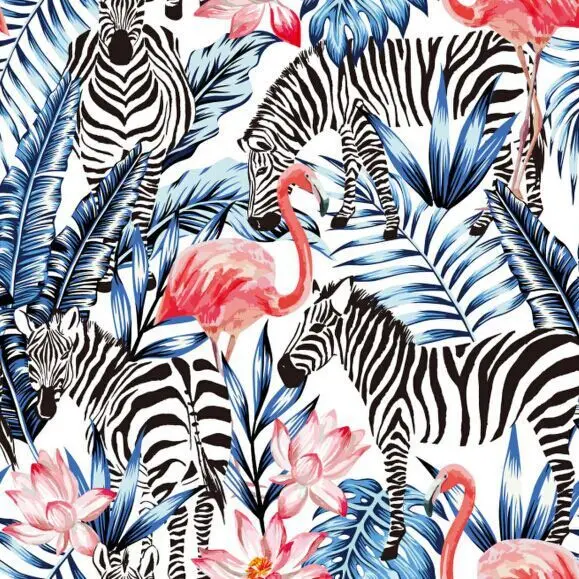 

LEO&LIN Zebra Black White Flamingo Chiffon Euclidean Yarn Air Layer Fabric Digital Printing Fabric 50cm
