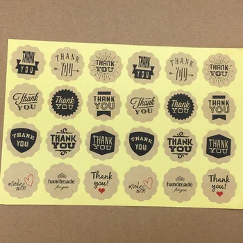 

2000pcs Stickers Handmade style 12 Design Vintage Kraft Paper Thank You Circle Seal Sticker/Dia 3cm Round Paper Packaging Labels