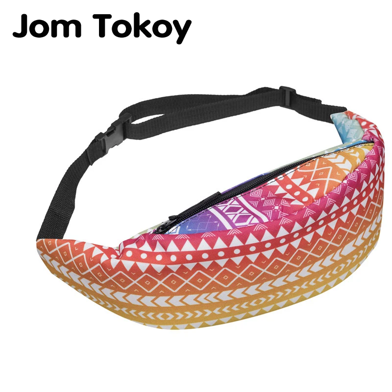 Jom Tokoy women fanny packs geometry 3d printing Mobile Phone Bag 2018 New women's zipper bag Waist bag belt fashion bum bag