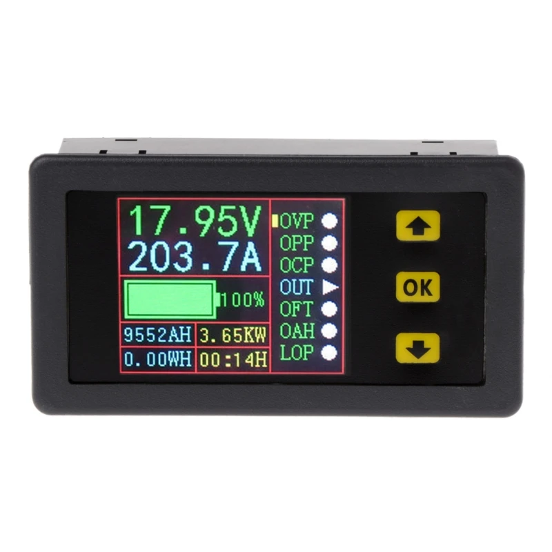 

Digital Multimeter Charge-Discharge Battery Tester DC 0-90V 0-20A Volt Amp Meter LCD Color Screen with 20mm Hall Sensor