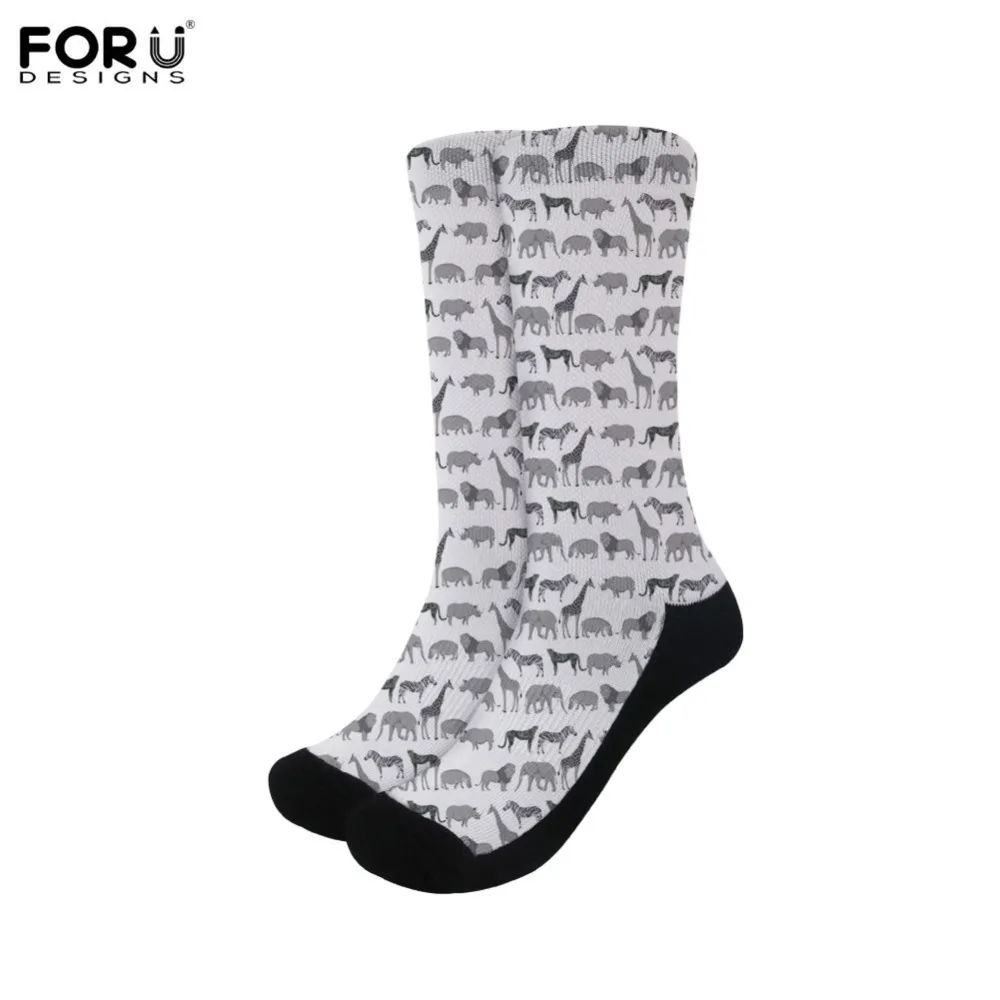FORUDESIGNS милые женские чулки с рисунком носорогов хлопковые стандартные удобные