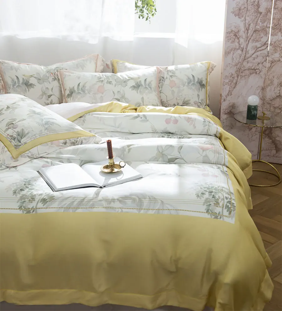 

elegant pastoral bedding set adult teen girl,full queen king trend plant double home textile flat sheet pillow case quilt cover