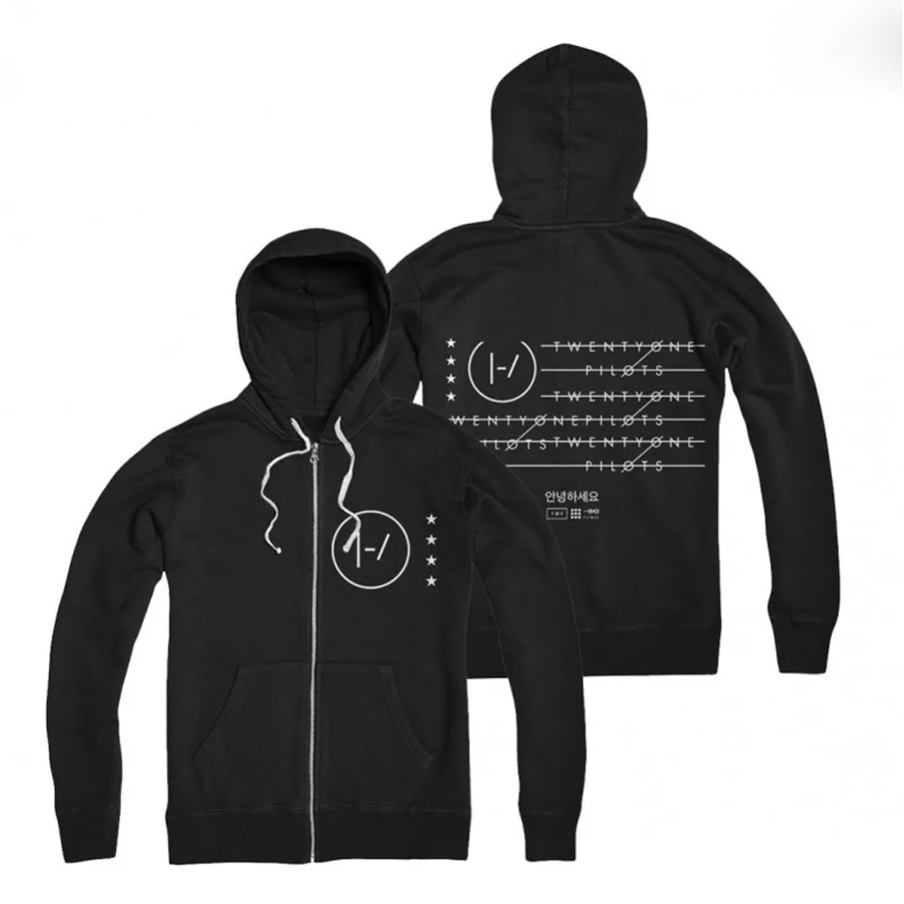 Winter Hoodies Mens High Quality Twenty One Pilots Men Black Hoodie Zipper Coat Jacket 