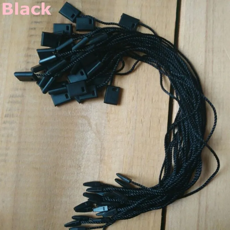 1000 шт., 7 дюймовые черные/белые/серые полиэфирные шнуры для одежды, прочные веревки, Висячие бирки, пластиковые квадратные струны - Цвет: Black