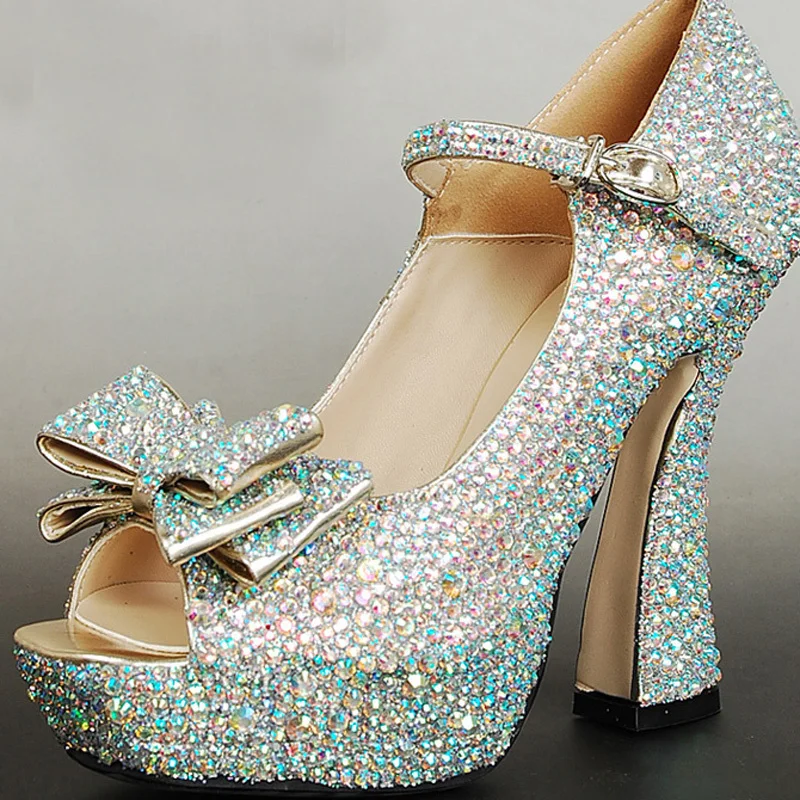 open toe chunky platform heels